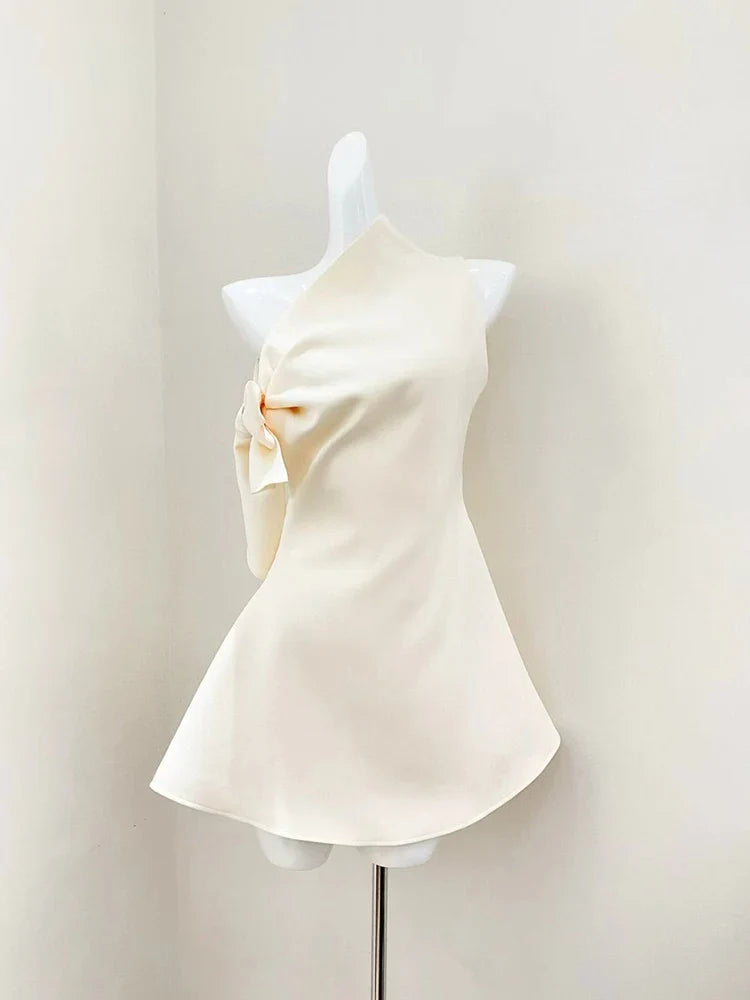 One Shoulder Tie-up Mini Dress