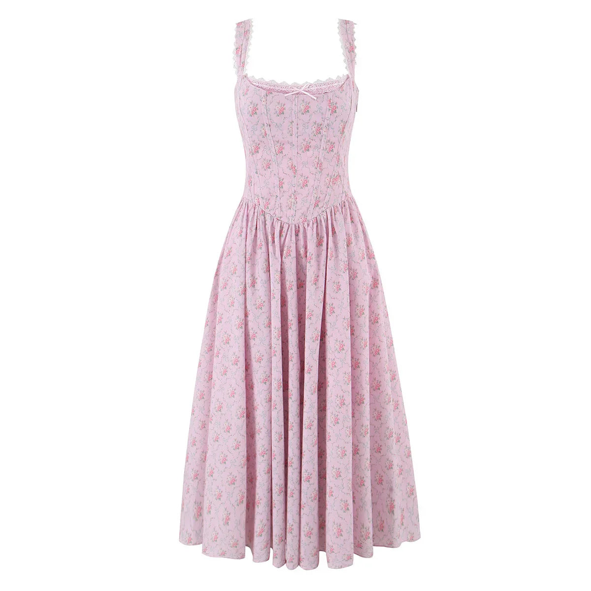 Back Lace Up Strap Midi Dress