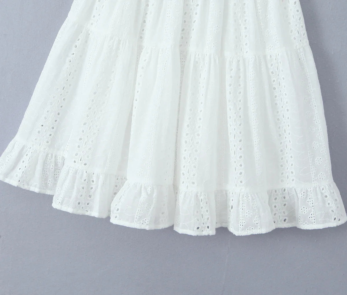 White Embroidered Strapless Mini Dress