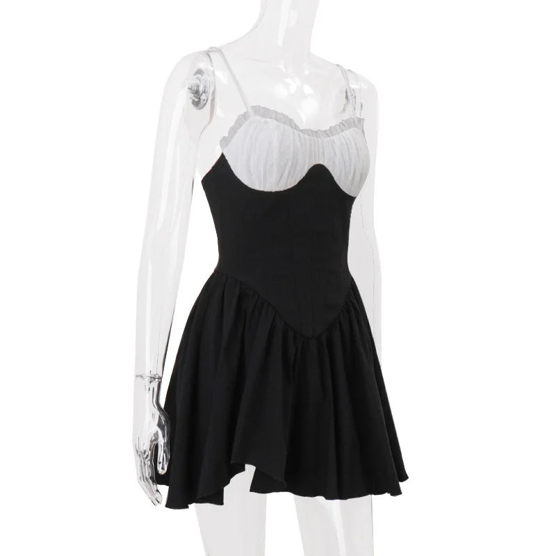 Mesh Cami Two Tone Frill Mini Dress