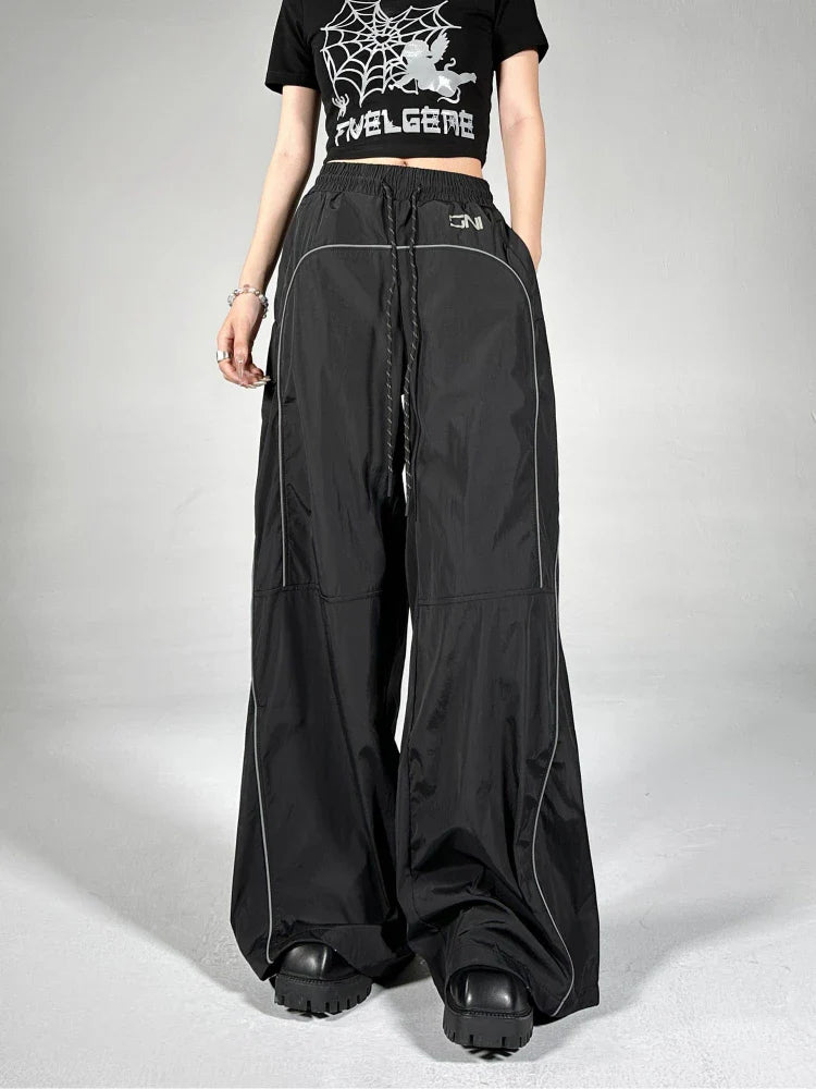 Women Reflective Stripe Baggy Sweatpants