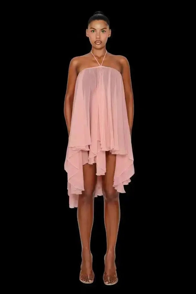 Frill O-Shaped Mini Dress