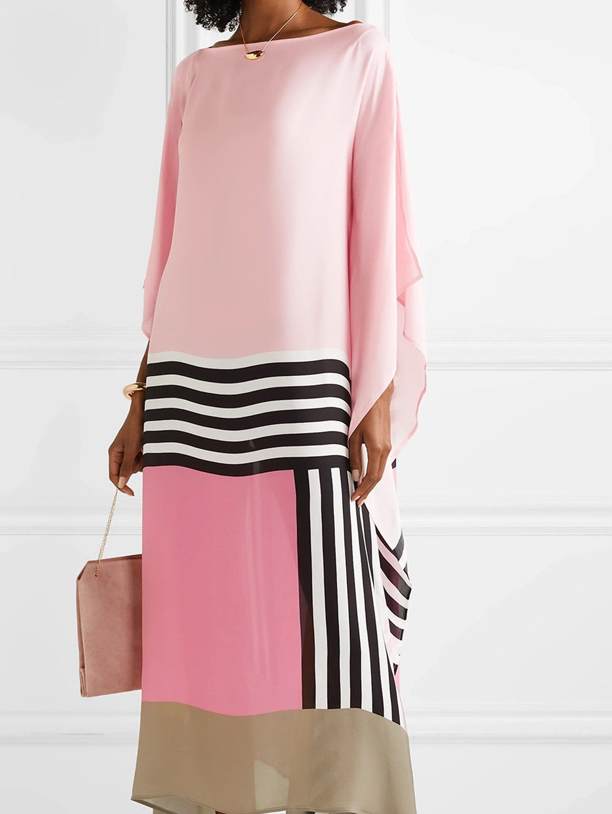 Striped Colorblock Kaftan Dress
