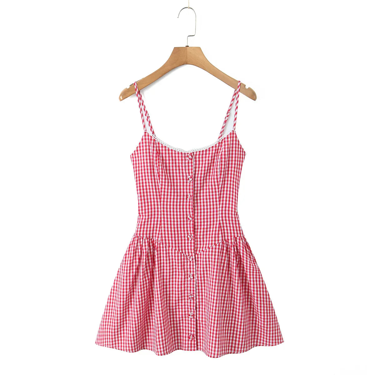 Gingham Plaid Strap Mini Dress