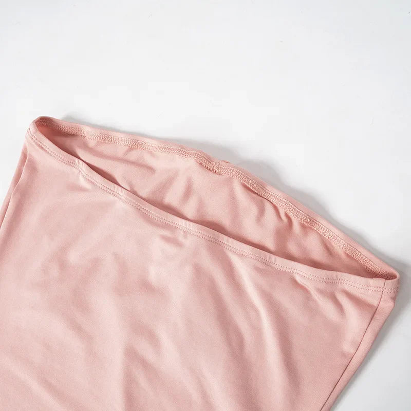 Pink Rose Embroidery Strapless Maxi Dress