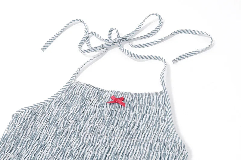 Blue Striped Ruched Mini Dress â€?Stretchy Fit