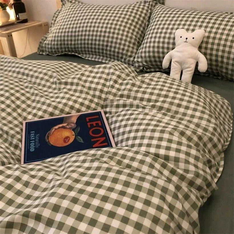Nordic Grid Duvet Cover Set with Bedsheet Pillowcase 220x240 Quilt 4pcs/3pcs Bedding Fashion Comforter Bed Linen Bedding Set