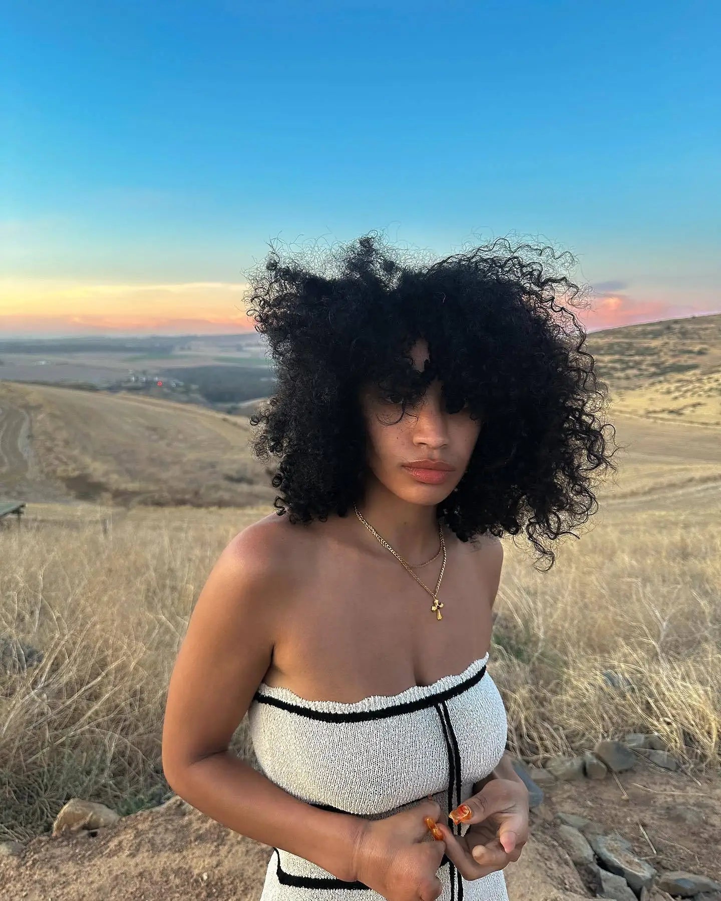 Knit Tube Black Stripe Tie-Up Midi Dress