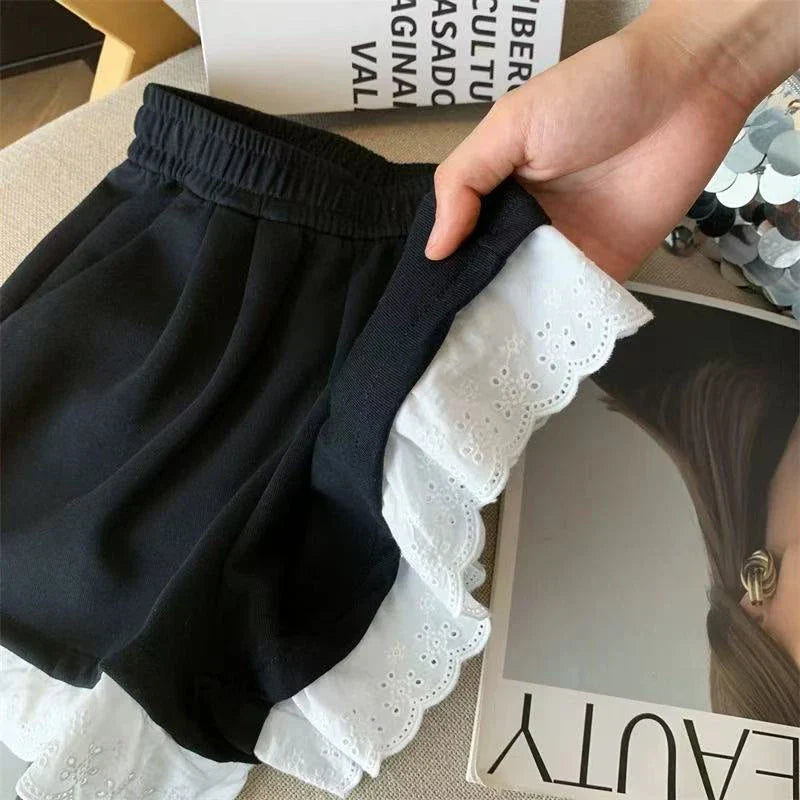 Lace Patchwork Sports Shorts