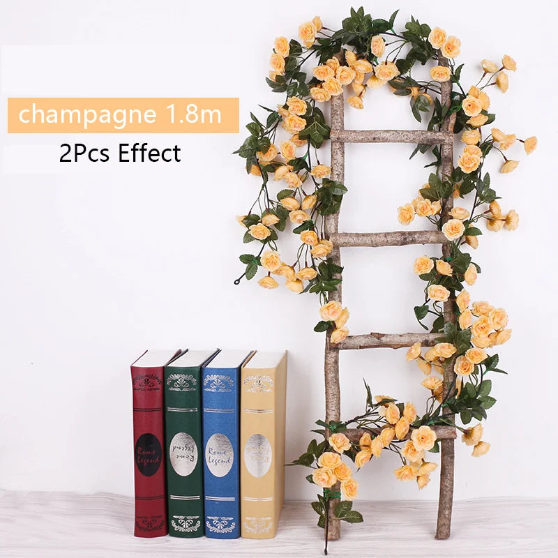 Artificial Flowers Rose Vine Hanging Silk Flower Garland for Garden Party Wedding Decor Home Christmas Decoration Fake Flower