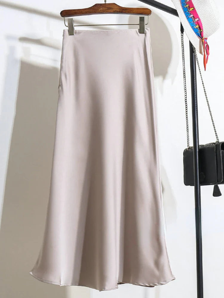 Satin Fishtail Midi Skirt