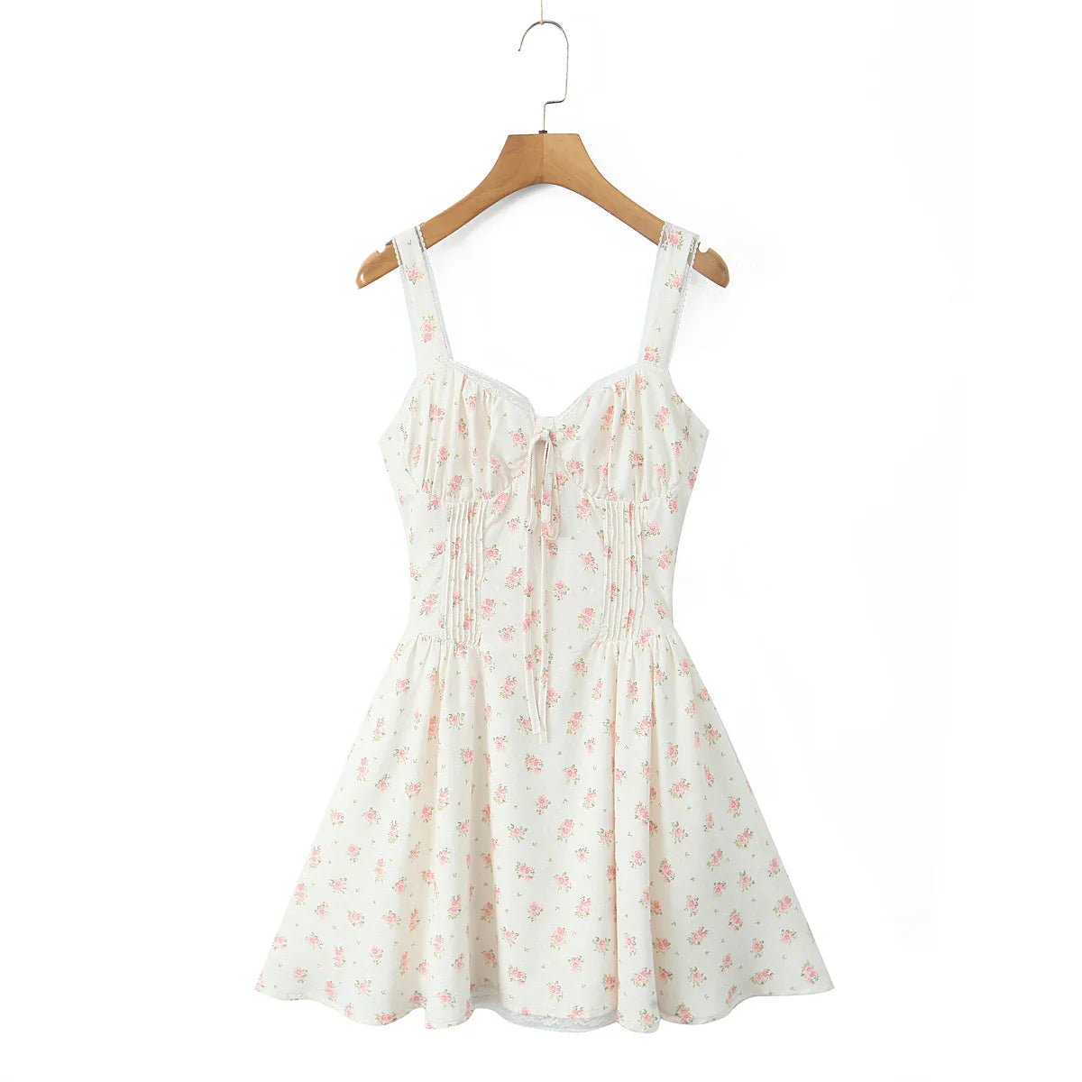 Floral Print Bow Ruched Mini Dress