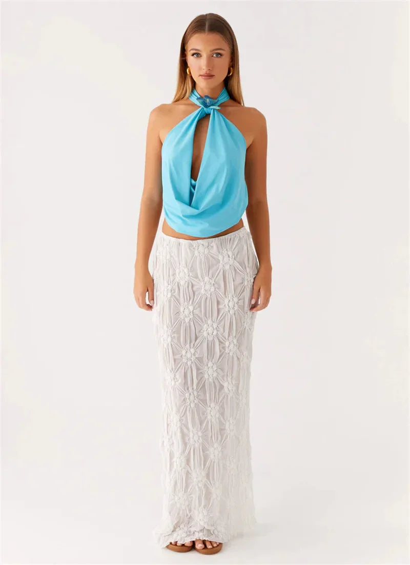 Orchid Halter Drape Neck Top