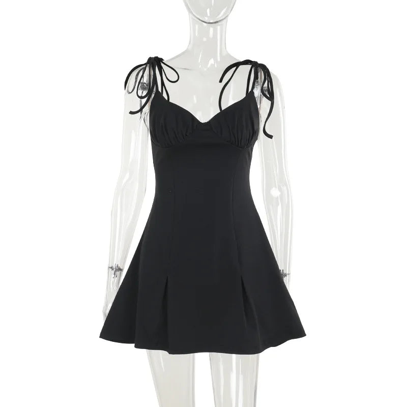 Spaghetti Strap Tie Up Mini Dress