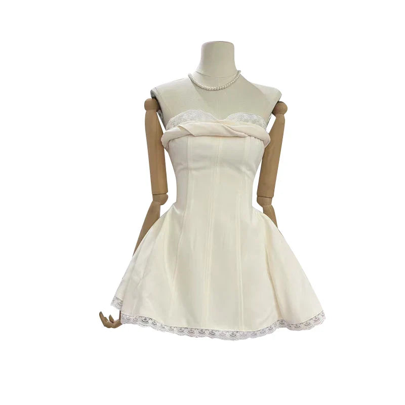 Elegant Strapless White Mini Dress