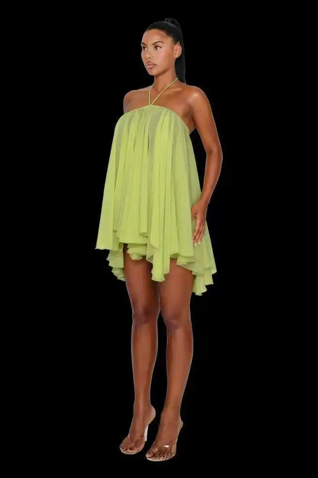 Frill O-Shaped Mini Dress