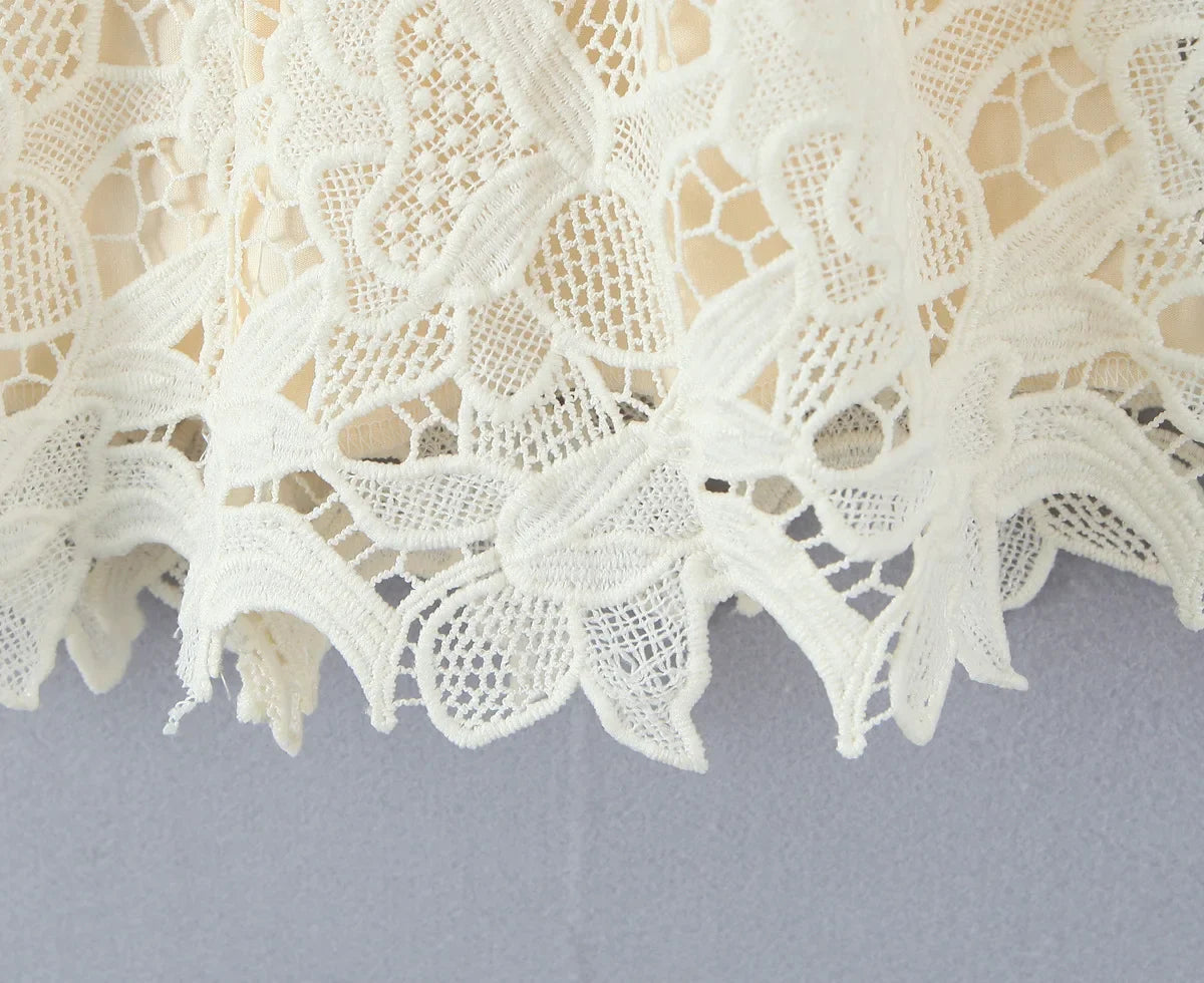 Lace Embroidered Spaghetti Strap Mini Dress