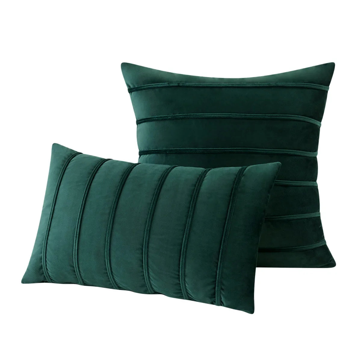 2Pcs Blue Velvet Pillow Covers with Striped Decorative Luxury Soft Cushion Cases for Farmhouse Couch Sofa Living Room