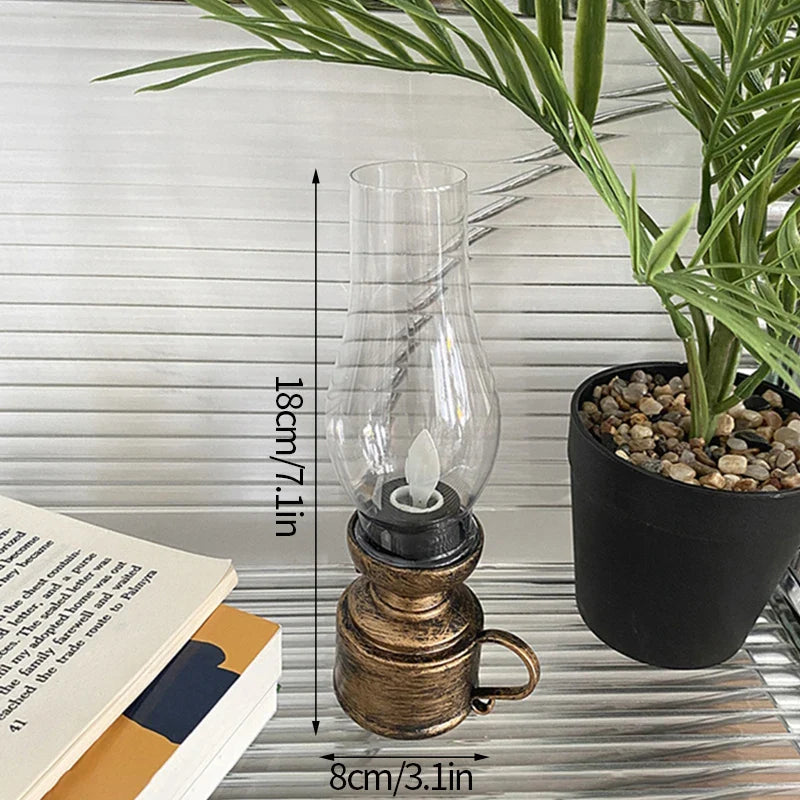 Ins Candle Holders lantern for Table Retro Flameless Kerosene Lamp Desktop Candlestick Chandelier Christmas New Year Home Decor