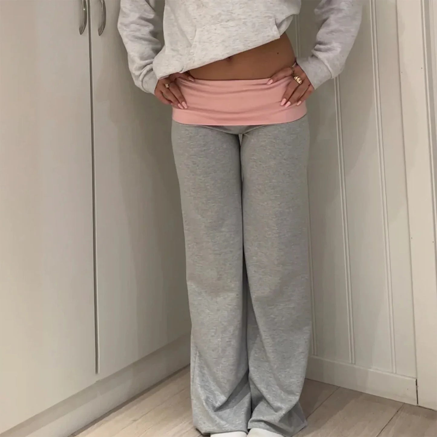 Contrast Color Flare Pants