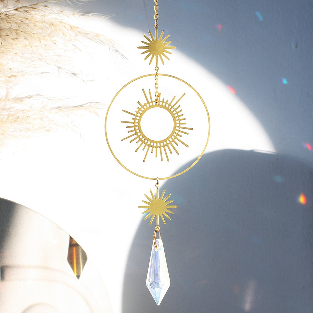 Crystal Wind Chimes Dream Catcher Stained Glass Sun Catcher Prism Rainbow Maker Window Garden Decoration Outdoor Christmas Gift