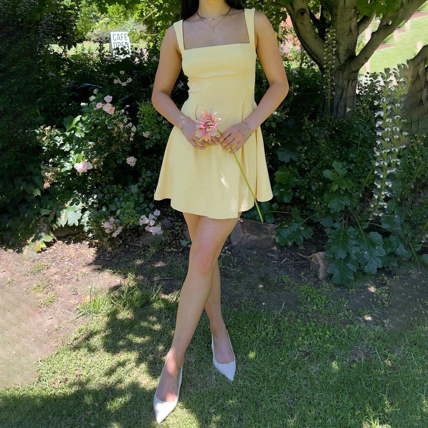 Tick Strap Square Neck Mini Dress