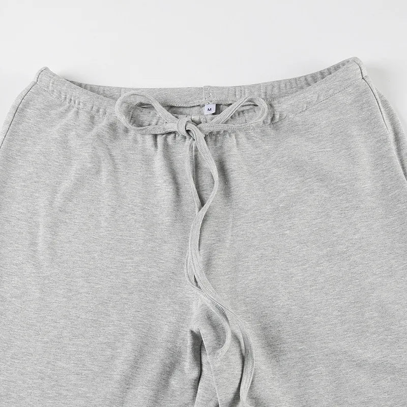 Solid Wrap Around Top And Drawstring Pants Set