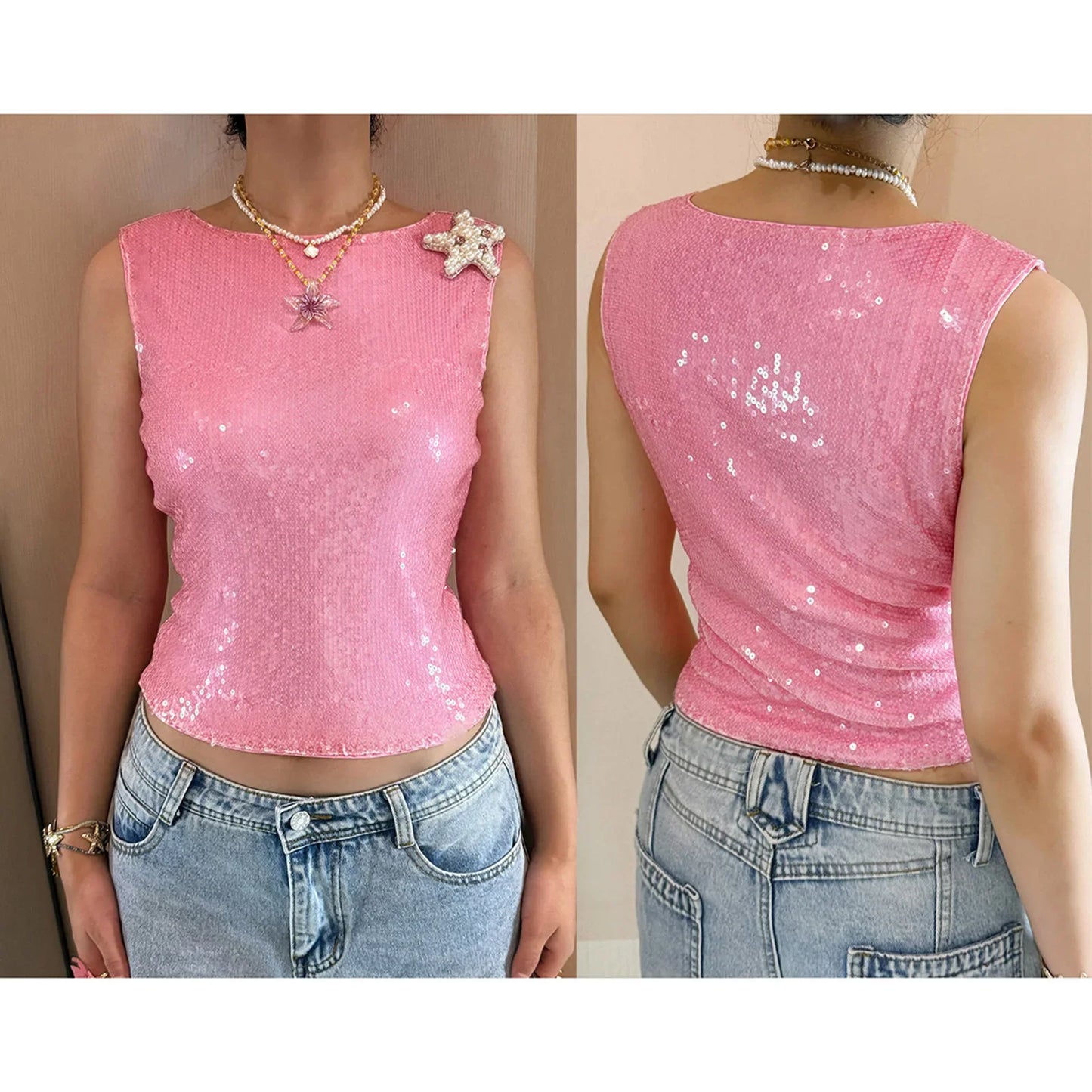Sequin Pearl Starfish Tank Top
