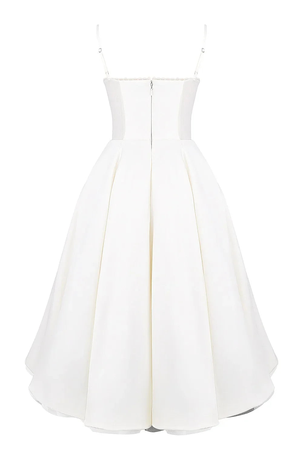 Satin Bustier Strap Tulle Midi Dress