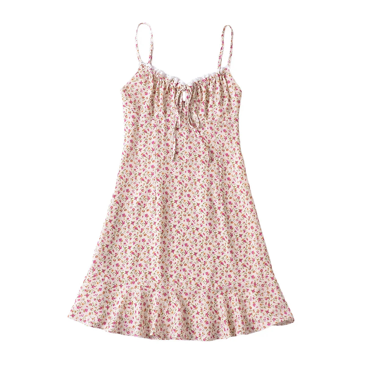 Flower Print Ruched Cami Mini Dress