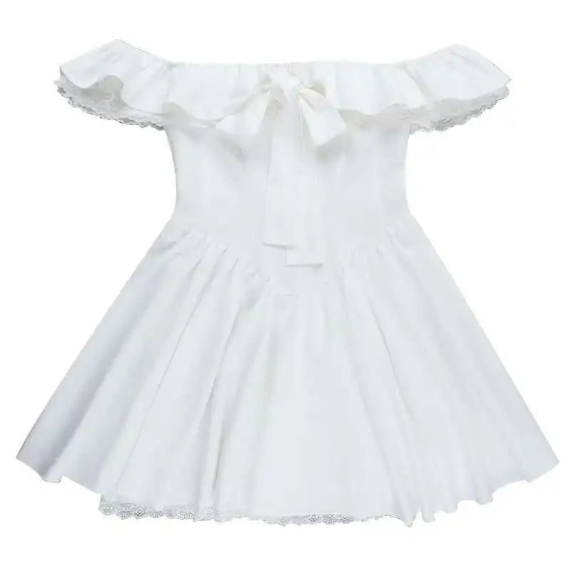 White Off Shoulder Bow Corset Mini Dress