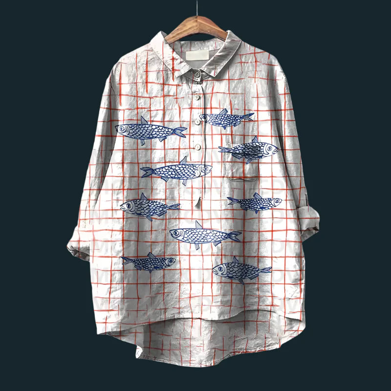Relax Fit Fish Print Shirt