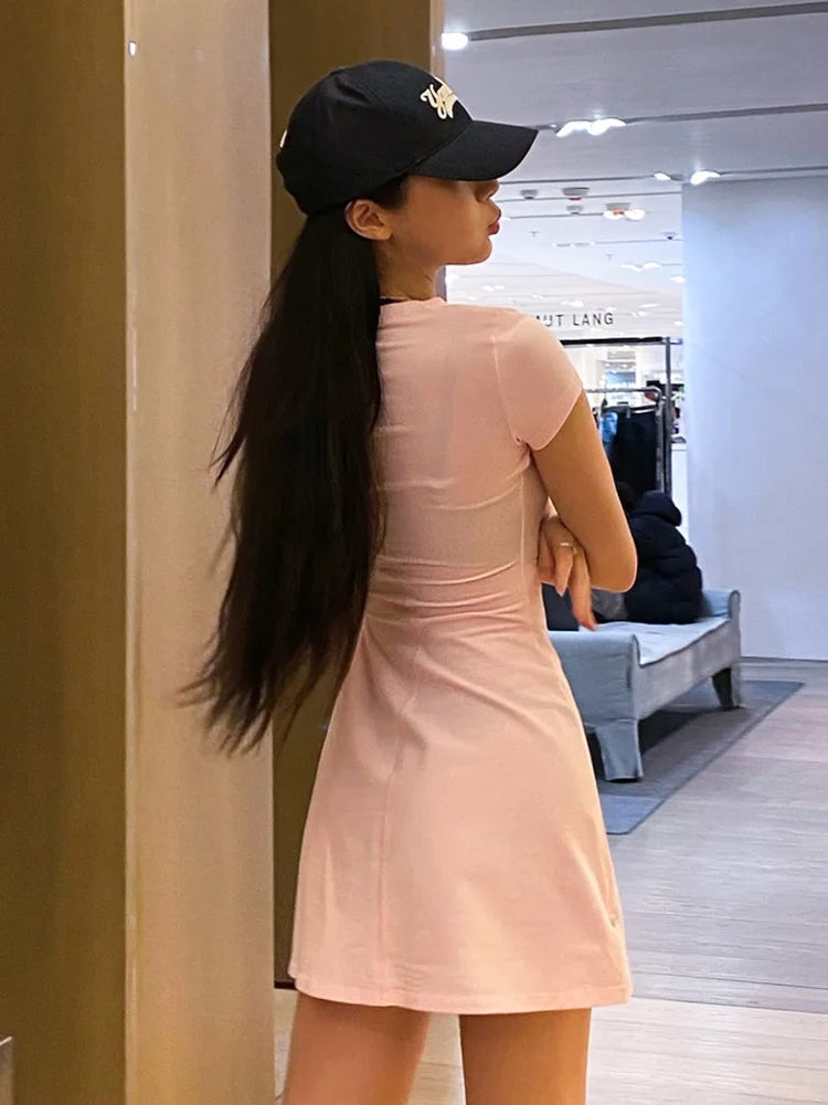 Heart Cut-Out Short Sleeve Mini Dress