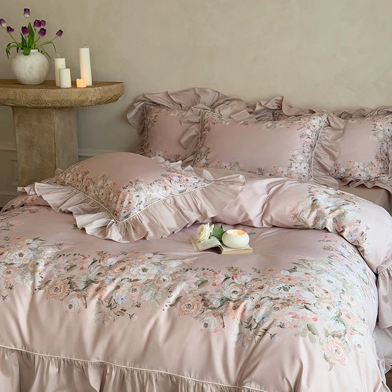 Floral Print Egyptian Cotton Bedding Sets Bed Linens Queen King Ru Size Underwear