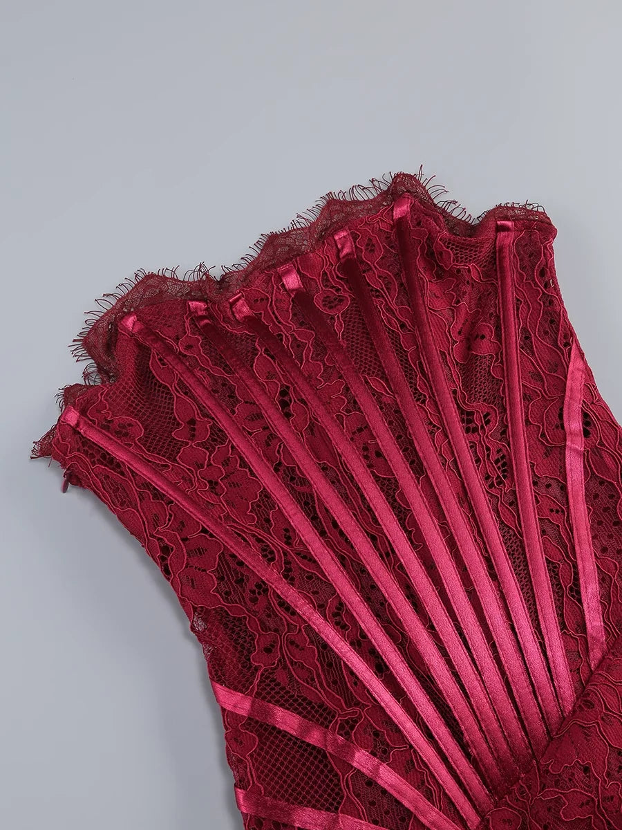 Lace Corset Draped Mini Dress