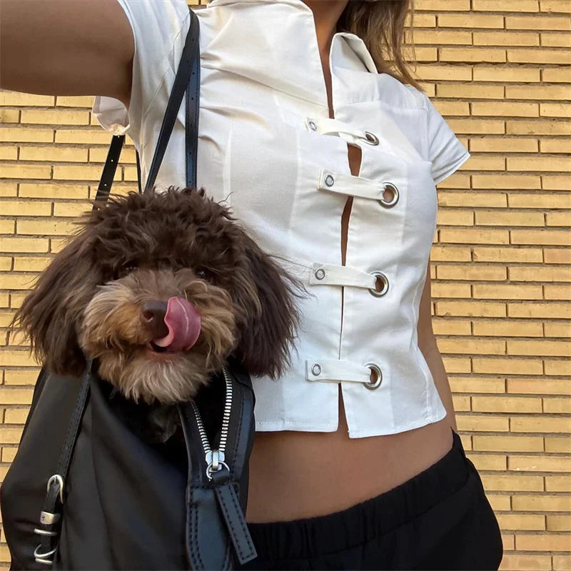 Polo Collar Short Sleeve Top And Mini Skirt Set