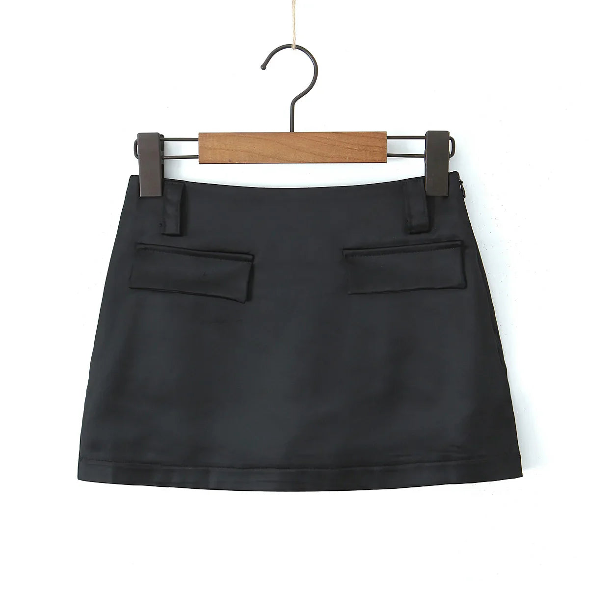 Satin Mock Pocket Mini Skirt