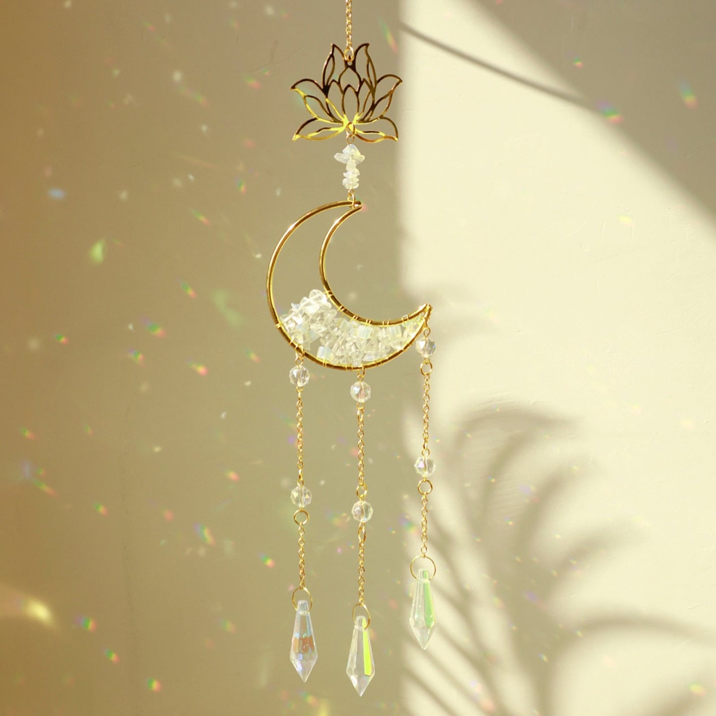 Moon Crystal Prism Stained Glass Ball Sun Catcher Rainbow Maker Home Window Garden Decor Light Catcher Christmas Gift