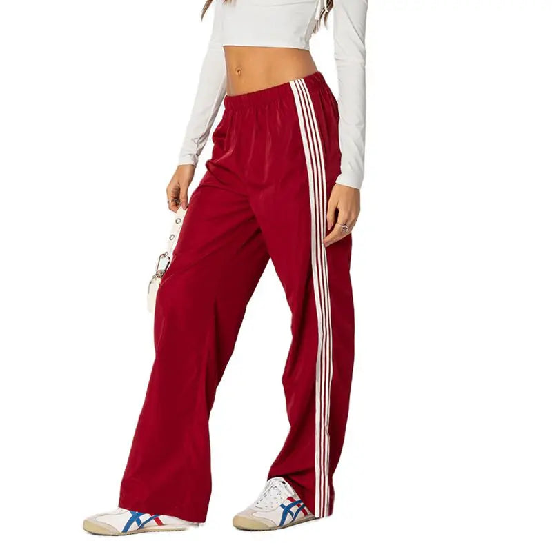Wide Side Striped Low Waist Sweatpants