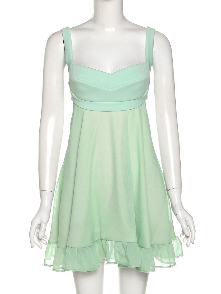 Green Frill Mini Dress