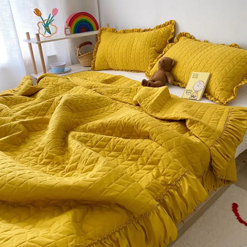 Korean Style Quilted Summer Quilt Blanket Lightweight Cooling Air-conditioning Comforter Quilt Soft Thin Quilt Machine Washable