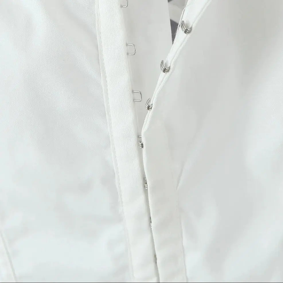 White Tie Up Hook Corset Top