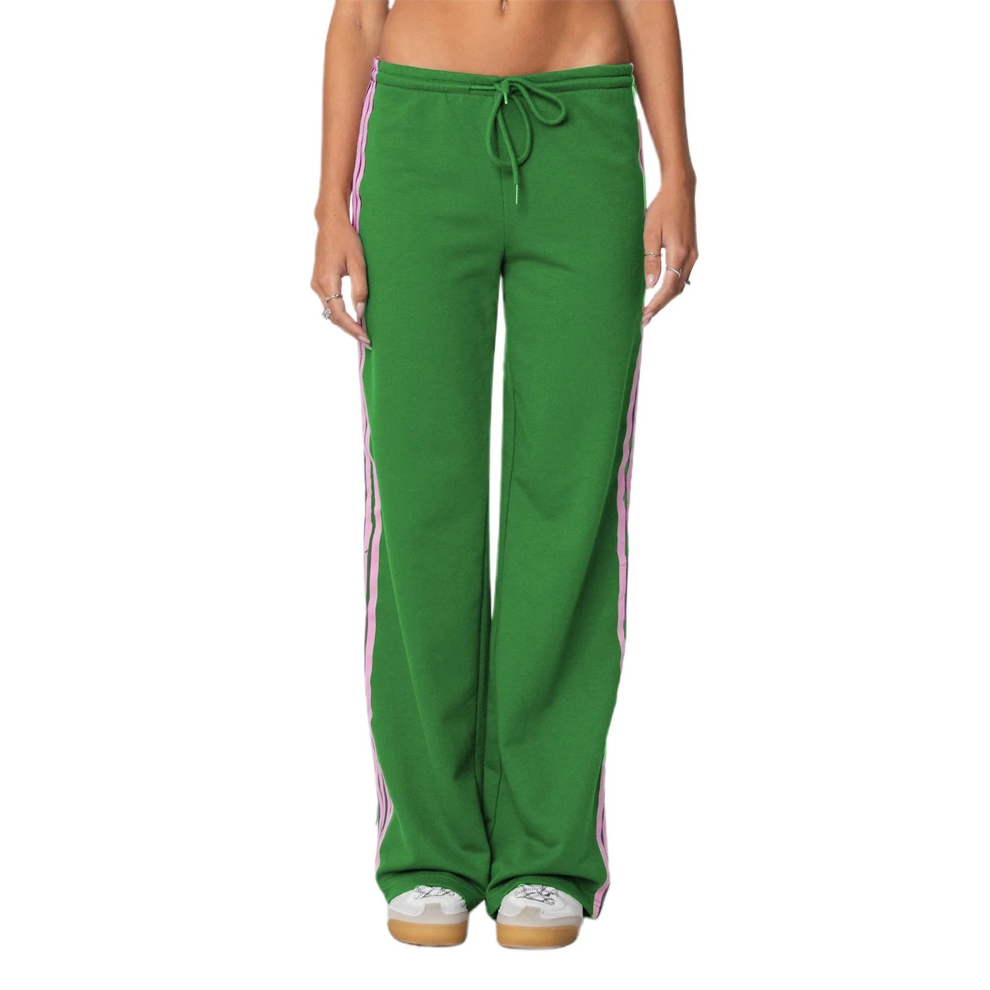 Drawstring Side Stripes Wide Leg Pants with Pockets