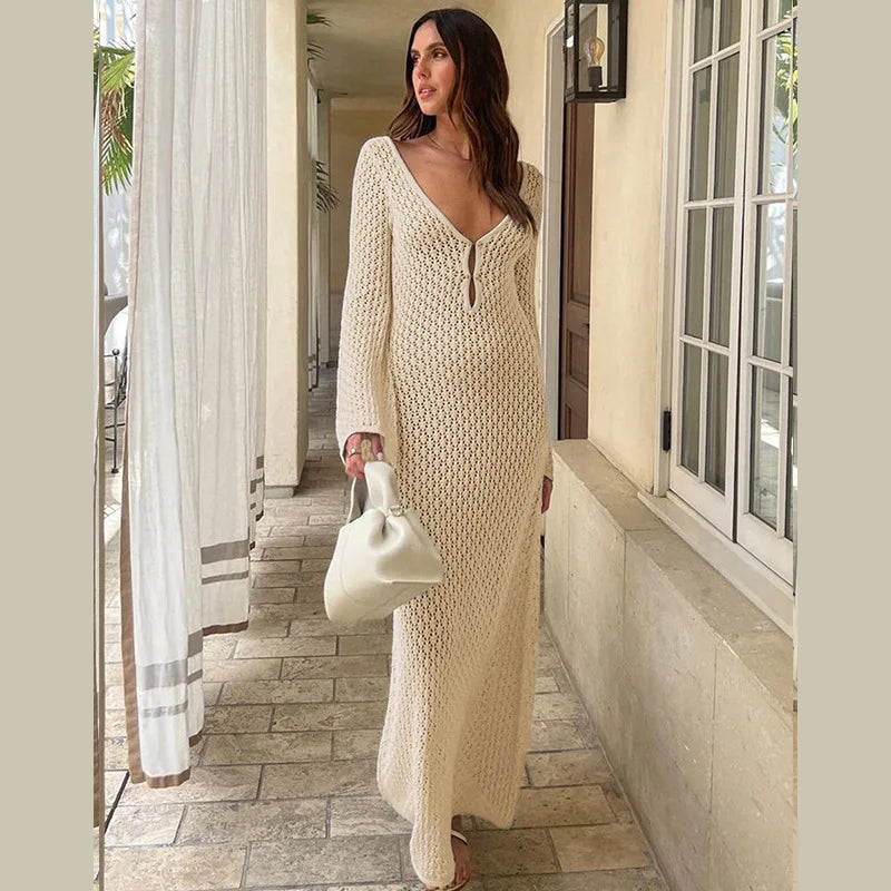 Knit Flare Long Sleeve Dress