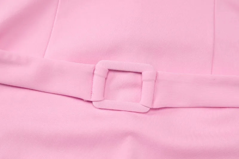 Solid Sleeveless Buckle Mini Dress