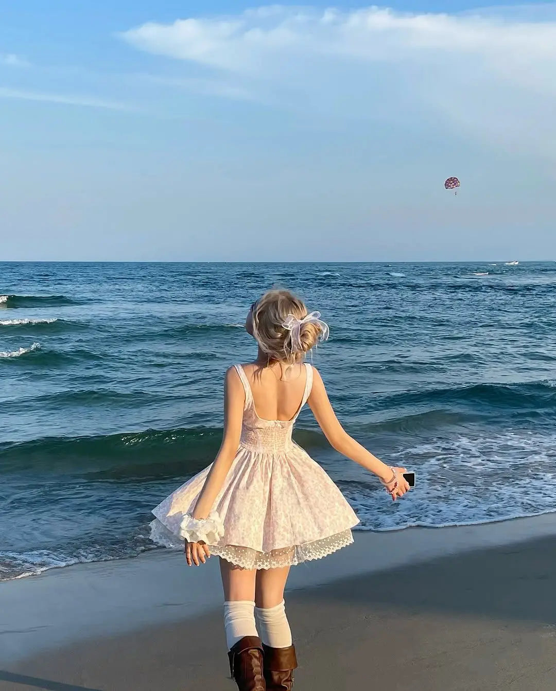 Floral Print Lace Patchwork A-line Mini Dress