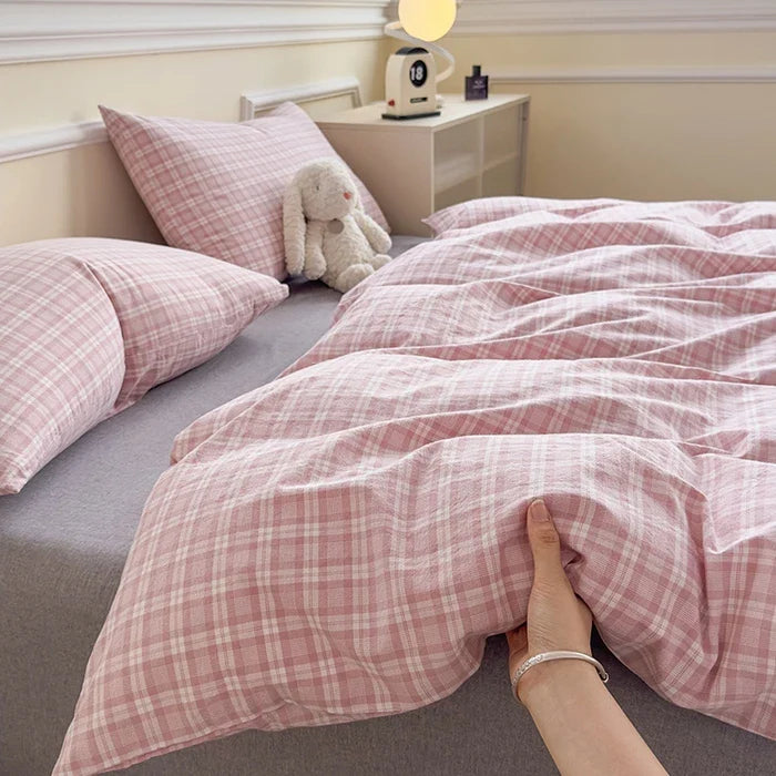 Class A Pure Cotton Printed Checkered Quilt Cover All-cotton Yarn-dyed Washed Single Duvet Cover 160x210 Bedding