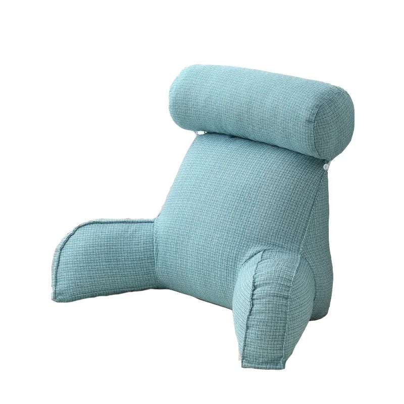 Adult Reading Pillow Ultra-Comfy Removable Linen Cover Detachable Neck Roll Unmatched Support Bed Rest Sit Up Pillows