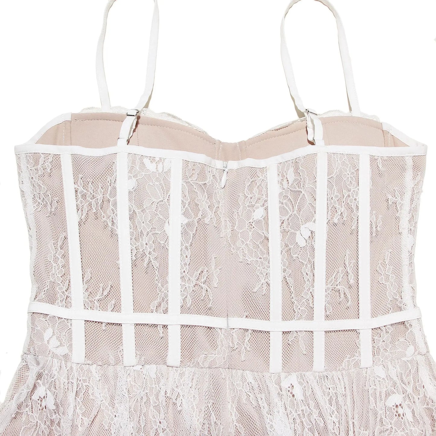White Lace Corset Strap Mini Dress