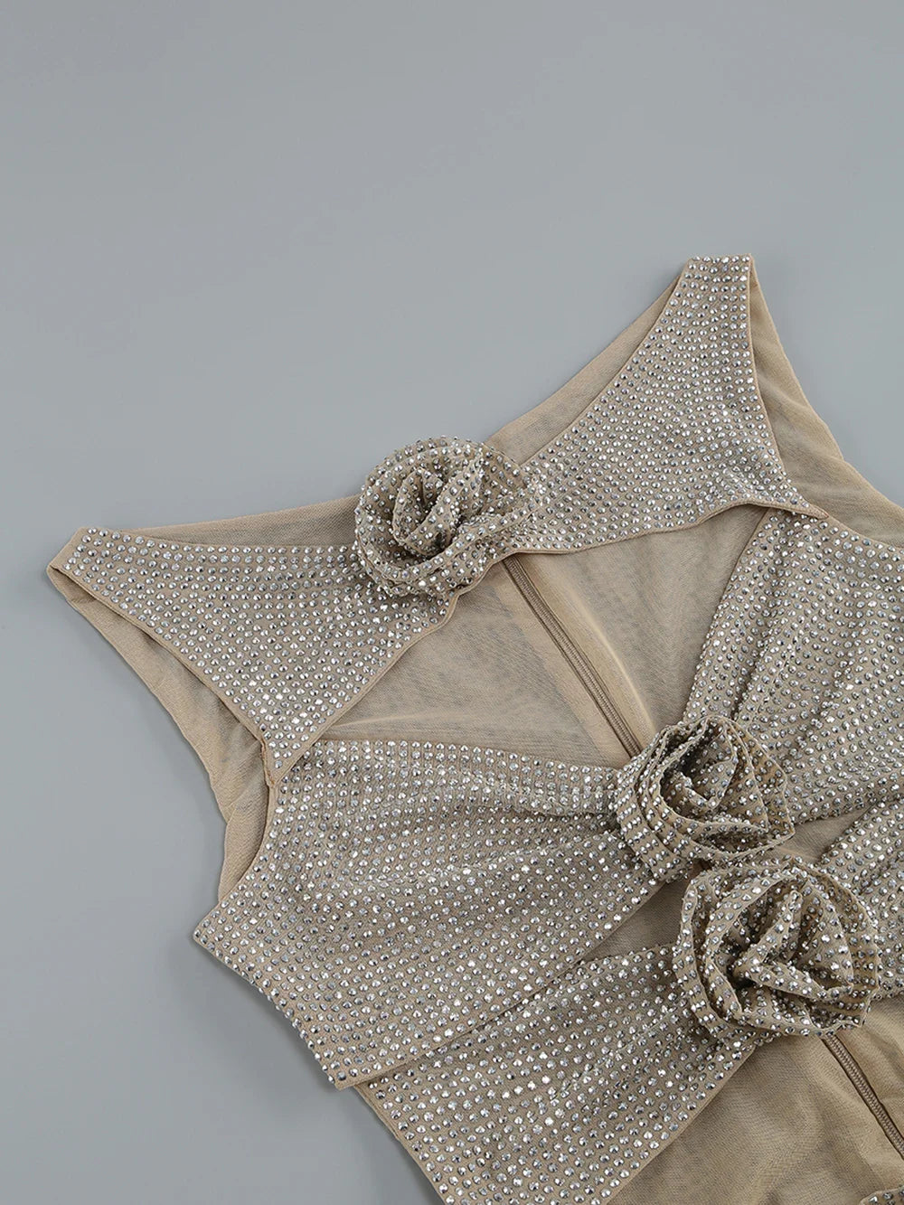 Sequin Flower Details Cut Out Bodycon Mini Dress